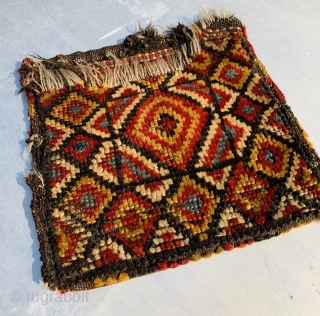 Beautiful Luri Bakhtiyari Gabbeh chanteh circa 1890,in as found condition available as is.size 24x26cm                   