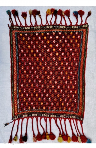 Beautiful flatweave Qashqai Nanoo ( Baby Cradle ) circa 1890 all good natural dyes and very good condition>size90x75cm               