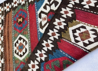 rare small size Shahsavan kilim with fantastic colors and design circa 1890,very good condation,all white colors are cotton•••size84x70cm               