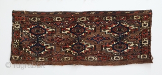 Large antique Turkmen "Eagle Gul Group ii" torba or wedding trapping. Asymmetric knot open right, with cotton in weft. Great wool quality and all natural dyes. Very good condition with only partially  ...