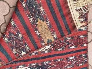 Antique Turkmen Yomud-group kilim flatweave. Vibrant all natural colors. Measures 117x79 cm.                     