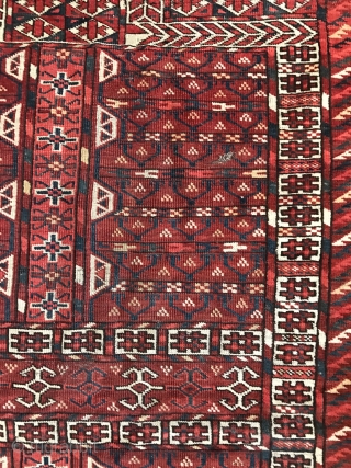 Fine unusual 19th century Tekke Engsi. Interesting design elements and good color and quality. Size is: 158x118 cm (62"x46").              