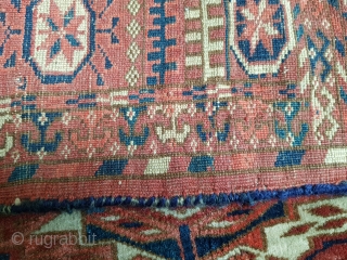 Beautiful 19th century Turkoman Tekke wedding rug with torba guls. Overall good condition for age with a couple invisible tiny old repairs and a one square inch patch that blends perfectly. Size  ...