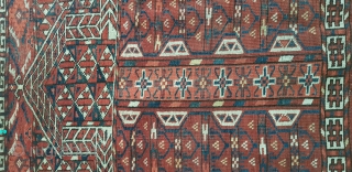 Turkmen Ensi of some unusual design elements. Nice all natural colors.                      