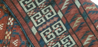 Turkmen Ensi of some unusual design elements. Nice all natural colors.                      