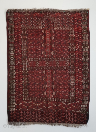 Turkmen Ensi of some unusual design elements. Nice all natural colors.                      