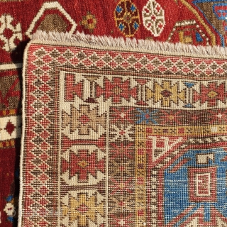 Antique classic Caucasian Konagkend rug, from Kuba region, Azerbaijan, with good bright colors and in overall near mint condition, with some corrosion of the brown pile, as is common in weavings of  ...