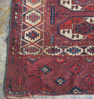 Early Ex-Azadi Karadashli Main Carpet. Size 265x162cm (8,8x5,4 inches). Great color, space and design elements. Also good age. Overal full pile good condition with a couple of old patches and repairs as  ...