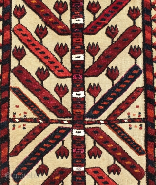 Antique Turkmen Saryk or Tekke Tentband long fragment with silk highlights. Measures 450x34 cm (ca. 13.4x177 inches). Collectable piece in great condition with good age and design elements.     