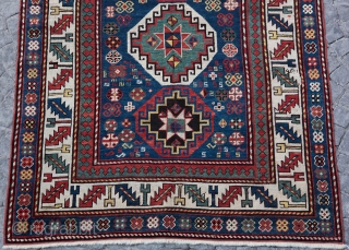 Late 19th C, Caucasian Kazak, Fantastic Color.                          