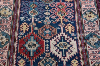 Antique Kufik Border Kuba-shirvan, Late 19th C.Caucasian rug.
Please feel free to ask any question you want to learn.               