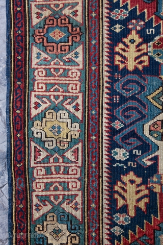 Antique Kufik Border Kuba-shirvan, Late 19th C.Caucasian rug.
Please feel free to ask any question you want to learn.               