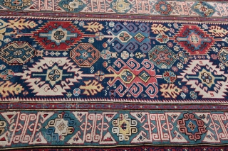 Antique Kufik Border Kuba-shirvan, Late 19th C.Caucasian rug.
Please feel free to ask any question you want to learn.               
