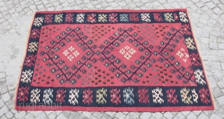 Antique Late 19th C. Sarkoy kilim, Top Collector.
Size :6' X 4' 3'' Feet, Feel free to ask any question in your mind.           