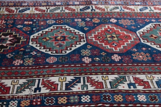 Late 19th C, Caucasian Kazak, Fantastic Color.                          