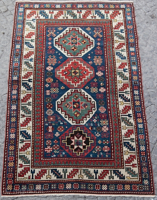 Late 19th C, Caucasian Kazak, Fantastic Color.                          