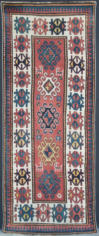 Early 20th C, Caucasian Gendje Kazak Runner.
Please Feel free to ast any question.                    