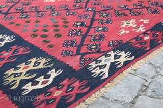 Antique Late 19th C. Sarkoy kilim, Top Collector.
Size :6' X 4' 3'' Feet, Feel free to ask any question in your mind.           