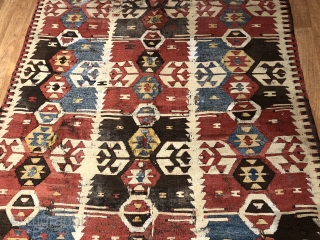 This is one of a kind Antique Fragment Mut Kilim from toros Mountains.
size :8' 8'' X 4' 3'' Feet
Please Feel free to ask any questions in your mind..
Thanks for visiting my page. 