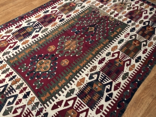 Rare Antique Colourful Kilim From Konya.
Size 7' 3'' X 4' 5'' Feet.
Please Feel free to ask any questions in your mind..
Thanks for visiting my page.        