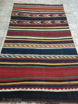 Antique Bakhtiari kilim from Paradonbeh or sefid dasht Villages,Size:313X177 cm,4 or five small holes were repaied in the field using old wool,wool warp          