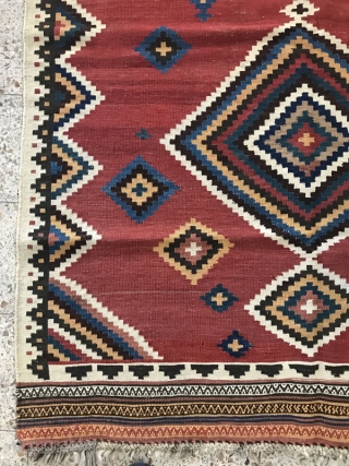 sw Persia double interlock kilim,Size:215x160 cm,after a hand wash a small hole in the field only were repaired carefully.              