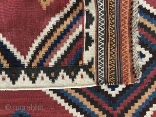 sw Persia double interlock kilim,Size:215x160 cm,after a hand wash a small hole in the field only were repaired carefully.              