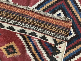 sw Persia double interlock kilim,Size:215x160 cm,after a hand wash a small hole in the field only were repaired carefully.              