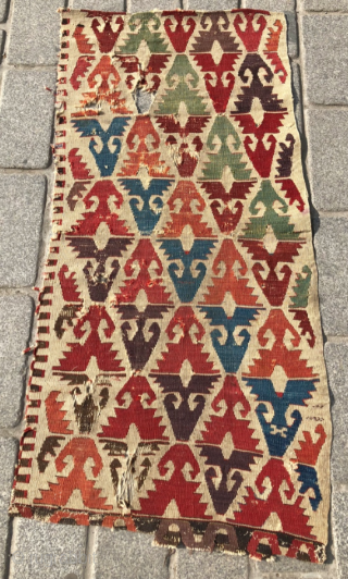 18th Century Central Anatolian Kilim Fragment size 63x140                         