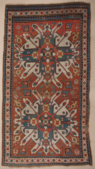 Eagle Kazak Rug circa 1870 size 140x248 cm                         