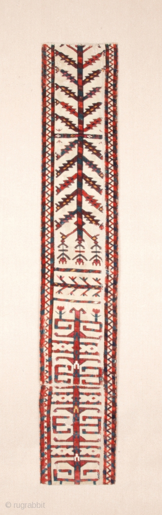 Early 19th Century Turkmen Yomud Tent Band Fragment size 29x170 cm mounted on linen                   