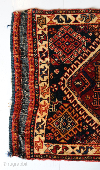 
Ca. 1910. 113 x 54 cm. Persian Qashqai Bag. Excellent condition, some wear on the border. Contrasting central medallion on dark blue.           