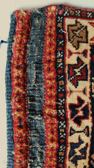 
Ca. 1910. 113 x 54 cm. Persian Qashqai Bag. Excellent condition, some wear on the border. Contrasting central medallion on dark blue.           