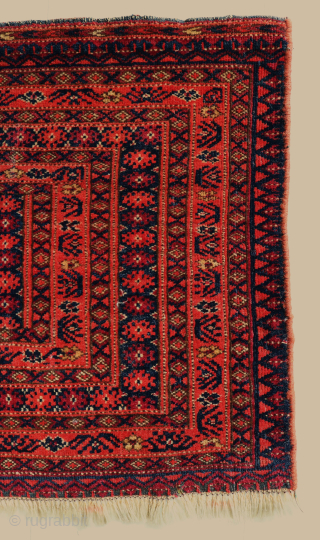 Ca.1900 98 x 40 cm Turkoman Salor Jolar in good condition. Fringe restored, small repair in the middle. Fine details on the multiple borders.         