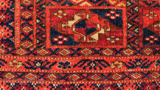 Ca.1900 98 x 40 cm Turkoman Salor Jolar in good condition. Fringe restored, small repair in the middle. Fine details on the multiple borders.         