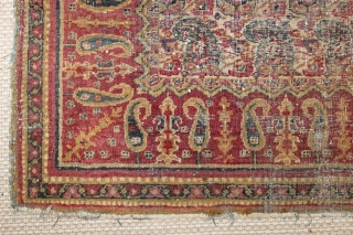 Rare 19th century India Amritsar small rug,,worn condition ,,wonderful colours,size:67x135 cm  2.2x4.4 ft                   