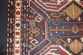 Wonderful Caucasian Lenkoran Rug,,size:295x136 cm  9.8x4.5 ft ,,all Natural colours,,few places lowe pile and have a old repair,,              