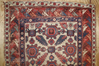 mid 19th century Shahsavan Rug(cut & shot,Fragment ),wnderful natural colours ,size:245x120 cm                     