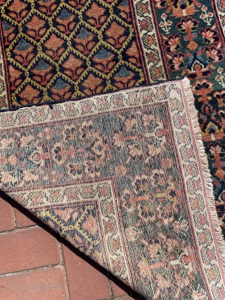 Late 19th century Azerbaijan long rug repetitive design and different green tones in border (all natural dyes) also good condition, couple of lines re-weave at double ends (also inside has small old  ...