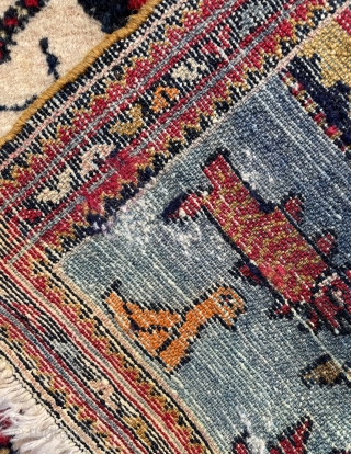 Circa 1910 fine malayer weaving with various animal and human motifs. Some small moth damaged and repiled place. 98 x 67 cm. Please contact for more details via mail : halilaalan@gmail.com /  ...