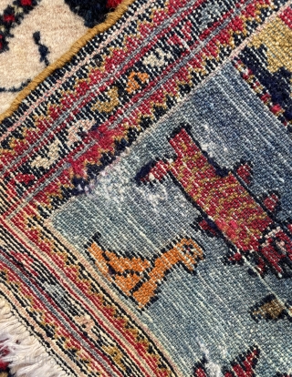 Circa 1910 fine malayer weaving with various animal and human motifs. Some small moth damaged and repiled place. 98 x 67 cm. Please contact for more details via mail : halilaalan@gmail.com /  ...