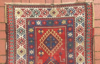 Circa 1900 Kasak rug, end borders loss  190 x 115 cm                     