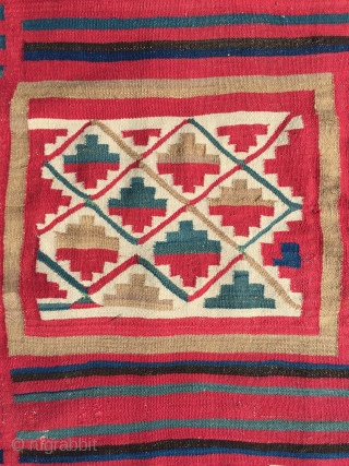 Late 19th. Tunisian Family Caravan Gafsa Kilim with mother&child camel
Dimesions : 195 x 195 cm                  