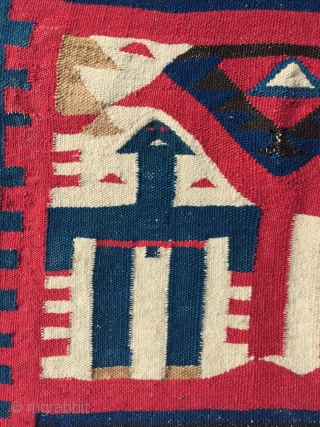 Late 19th. Tunisian Family Caravan Gafsa Kilim with mother&child camel
Dimesions : 195 x 195 cm                  