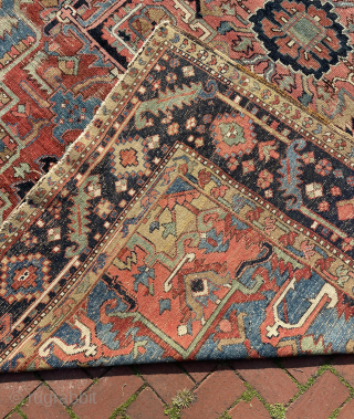 Antique village made Karadja carpet circa 1900, all color natural dyes. size 342 x 267 cm. Please contact directly via e-mail or WhatsApp // halilaalan@gmail.com / +905343303848      
