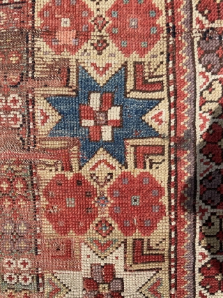 Circa 1860 Milas rug, all color natural dyes. 130 x 99 cm                     