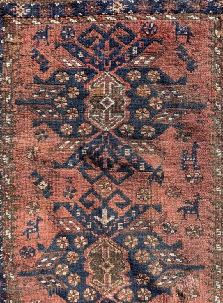 Circa 1860 Khorasan Baluch Rug. Size : 160 x 65 cm                      