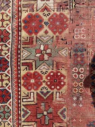 Circa 1860 Milas rug, all color natural dyes. 130 x 99 cm                     