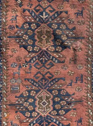 Circa 1860 Khorasan Baluch Rug. Size : 160 x 65 cm                      