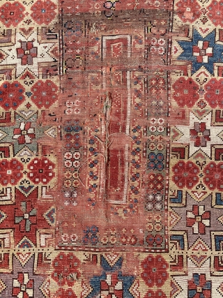 Circa 1860 Milas rug, all color natural dyes. 130 x 99 cm                     